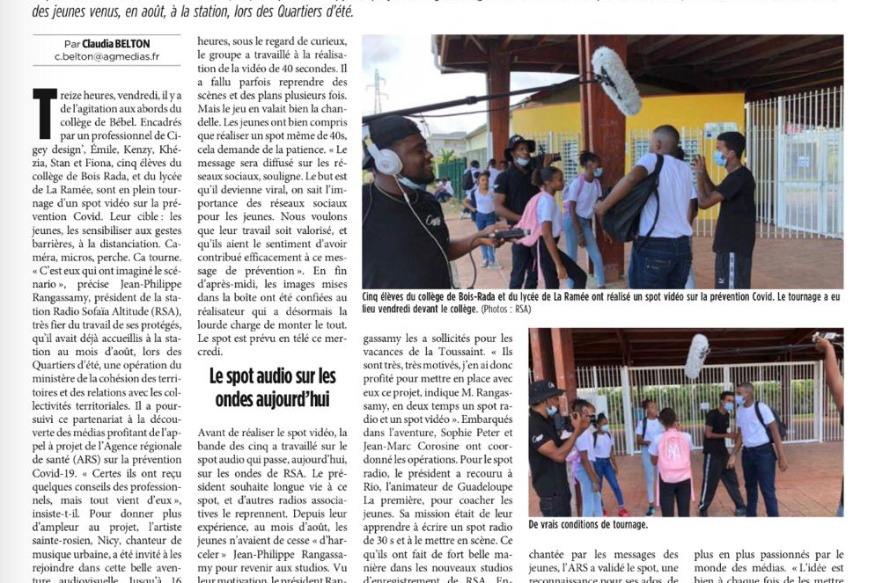Des jeunes réalisent un spot vidéo et audio de prévention sur la Covid-19